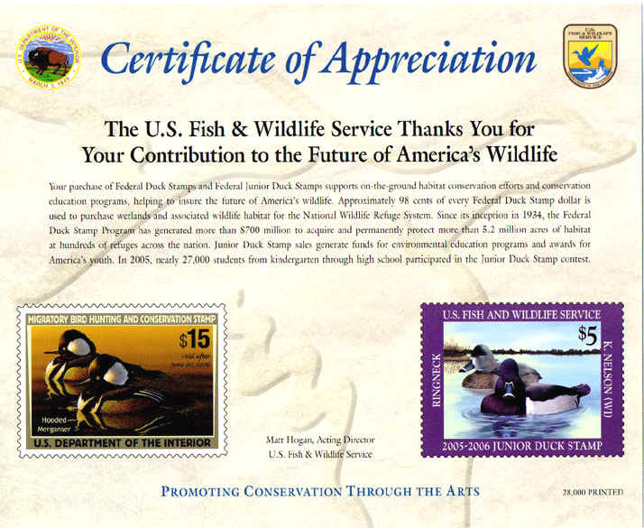 Certificate of Appreciation 2005