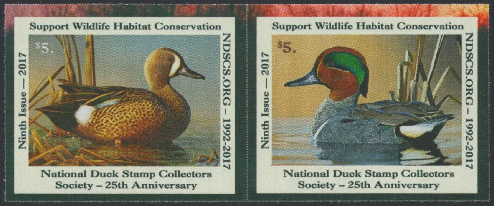 2017 NDSC Stamp (blue-winged and green-winged teals)