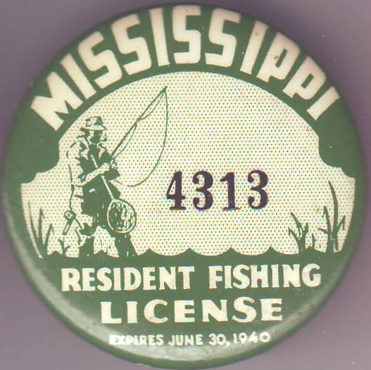 Catalog Mississippi fishing license badge
