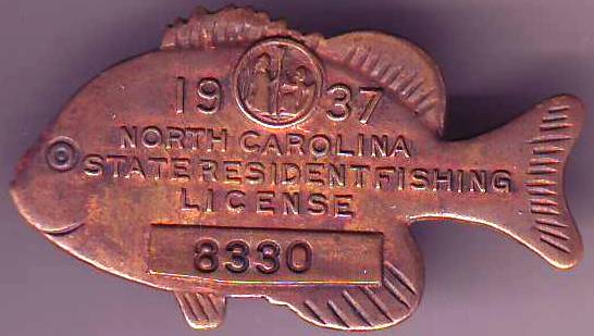 Catalog fish-shaped North Carolina fishing license